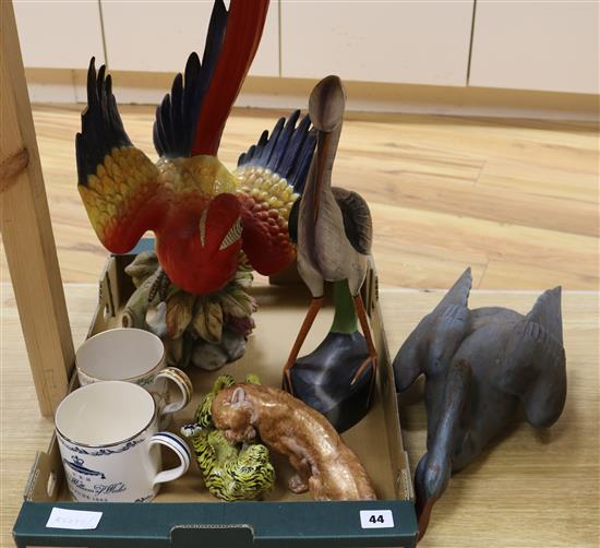 A model of a parrot, tigers etc parrot height 60cm